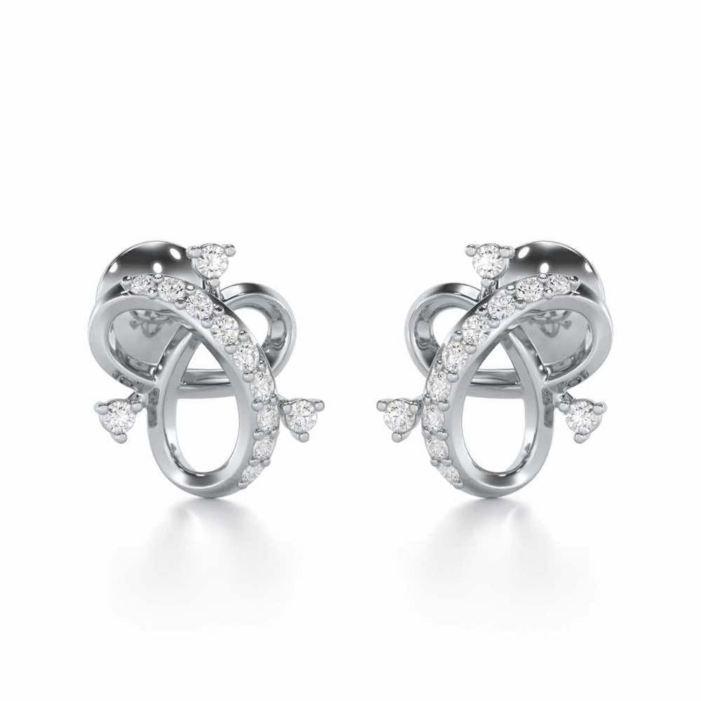 Astral Bloom Silver Earrings - White Gold - Image 1