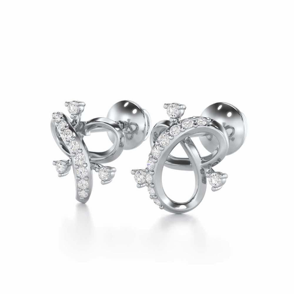 Astral Bloom Silver Earrings - White Gold - Image 3