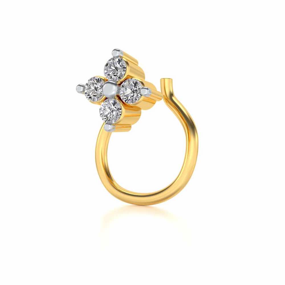 Atria Silver Nosepin - Yellow Gold - Image 1