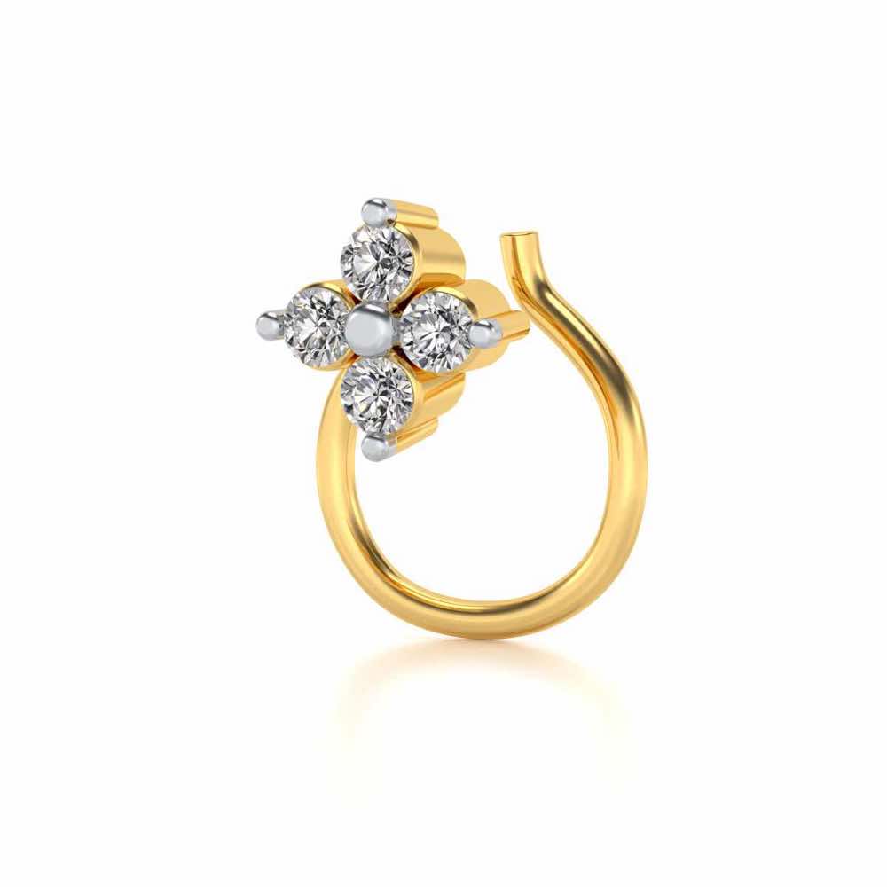Atria Silver Nosepin - Yellow Gold - Image 3