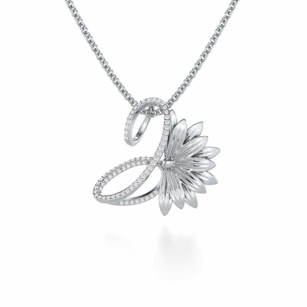 Aurora Bloom Silver Pendant - White Gold - Image 1
