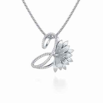 Aurora Bloom Silver Pendant - White Gold - Image 1