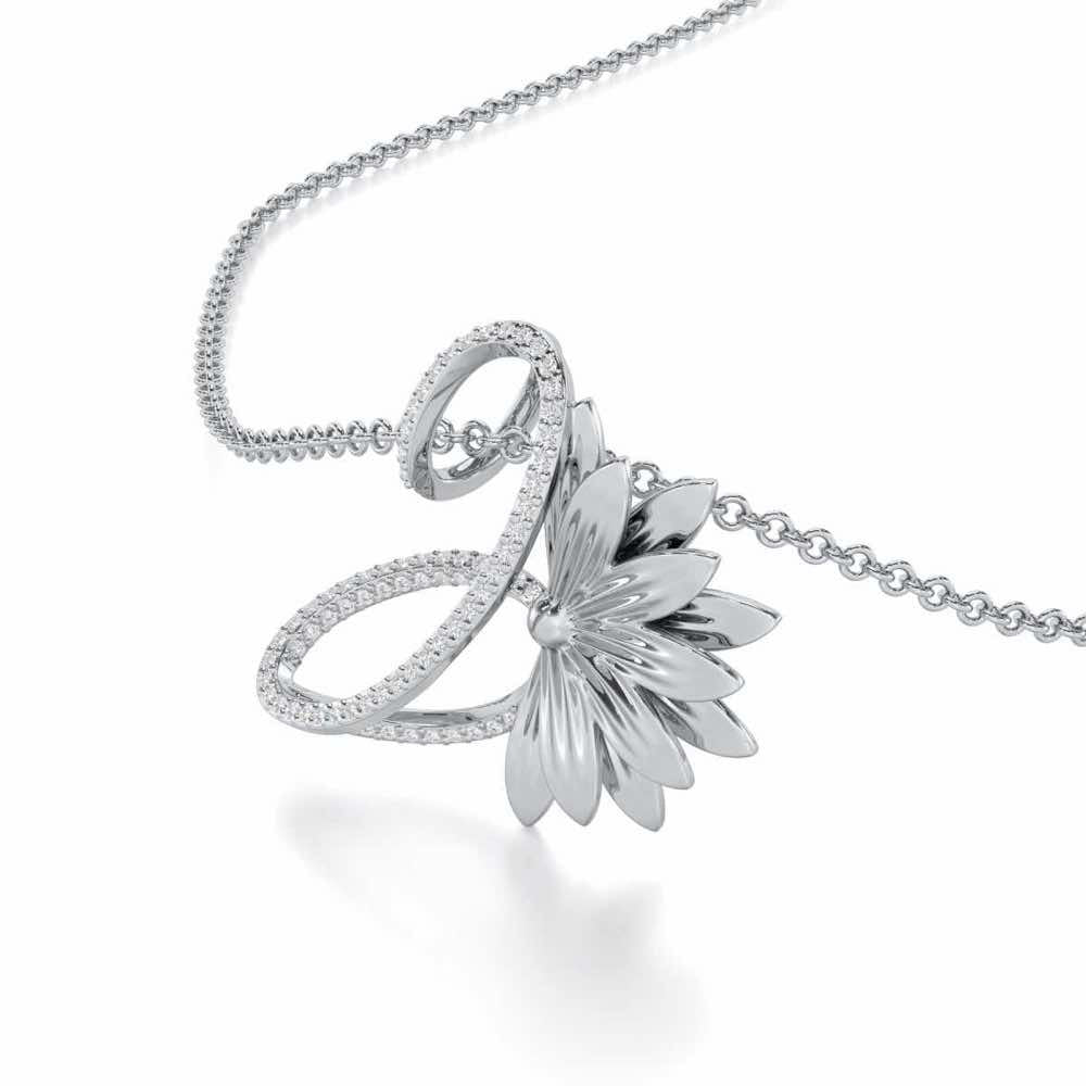 Aurora Bloom Silver Pendant - White Gold - Image 2