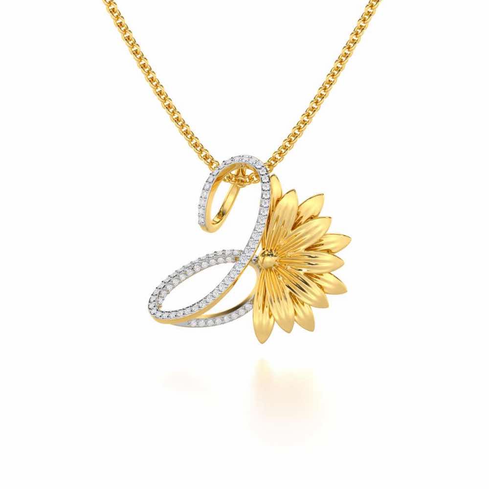 Aurora Bloom Silver Pendant - Yellow Gold - Image 1