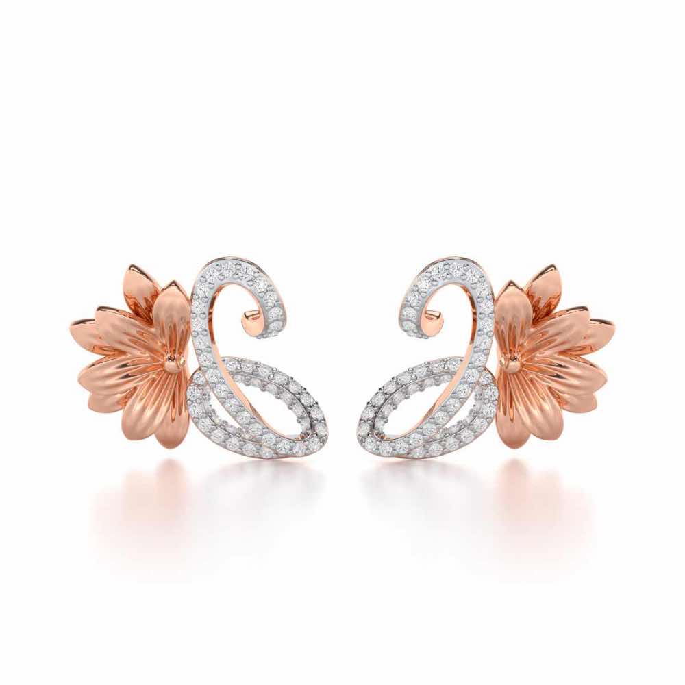 Aurora Bloom Silver Stud Earrings - Rose Gold - Image 1