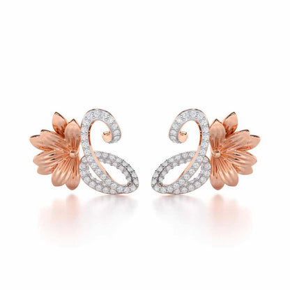 Aurora Bloom Silver Stud Earrings - Rose Gold - Image 1