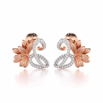 Aurora Bloom Silver Stud Earrings - Rose Gold - Image 2