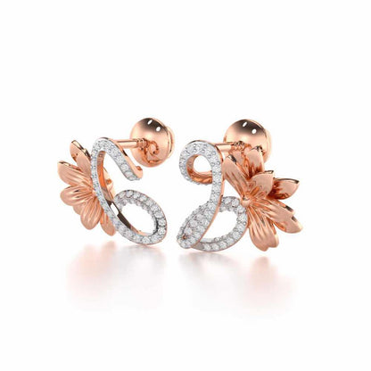 Aurora Bloom Silver Stud Earrings - Rose Gold - Image 3