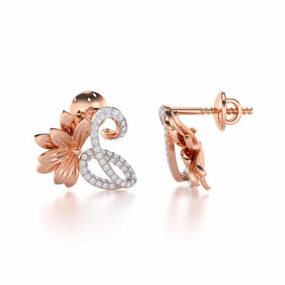 Aurora Bloom Silver Stud Earrings - Rose Gold - Image 4