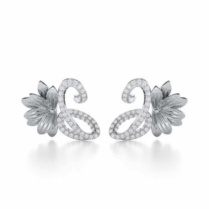 Aurora Bloom Silver Stud Earrings - White Gold - Image 1