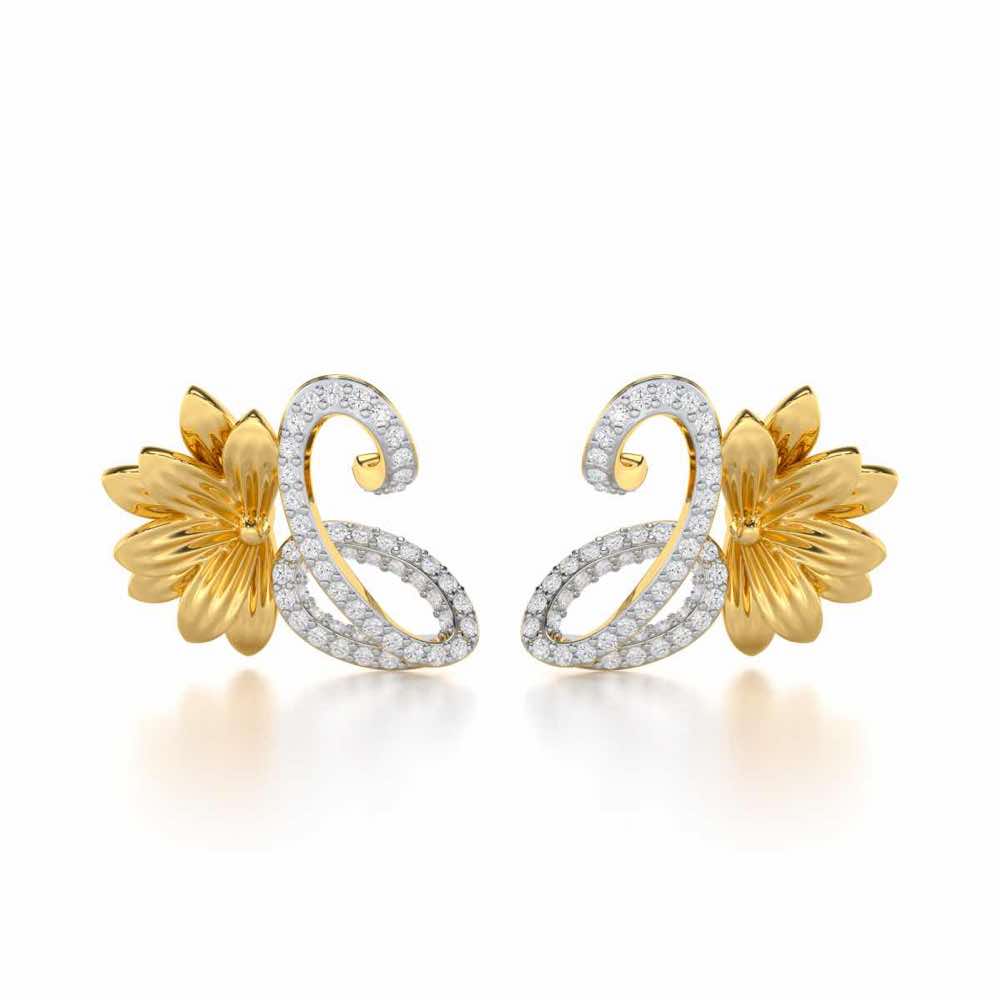 Aurora Bloom Silver Stud Earrings - Yellow Gold - Image 1