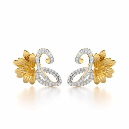 Aurora Bloom Silver Stud Earrings - Yellow Gold - Image 1