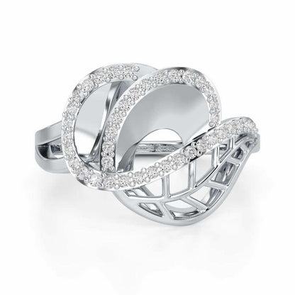 Aurora Orchid Silver Ring - White Gold - Image 4