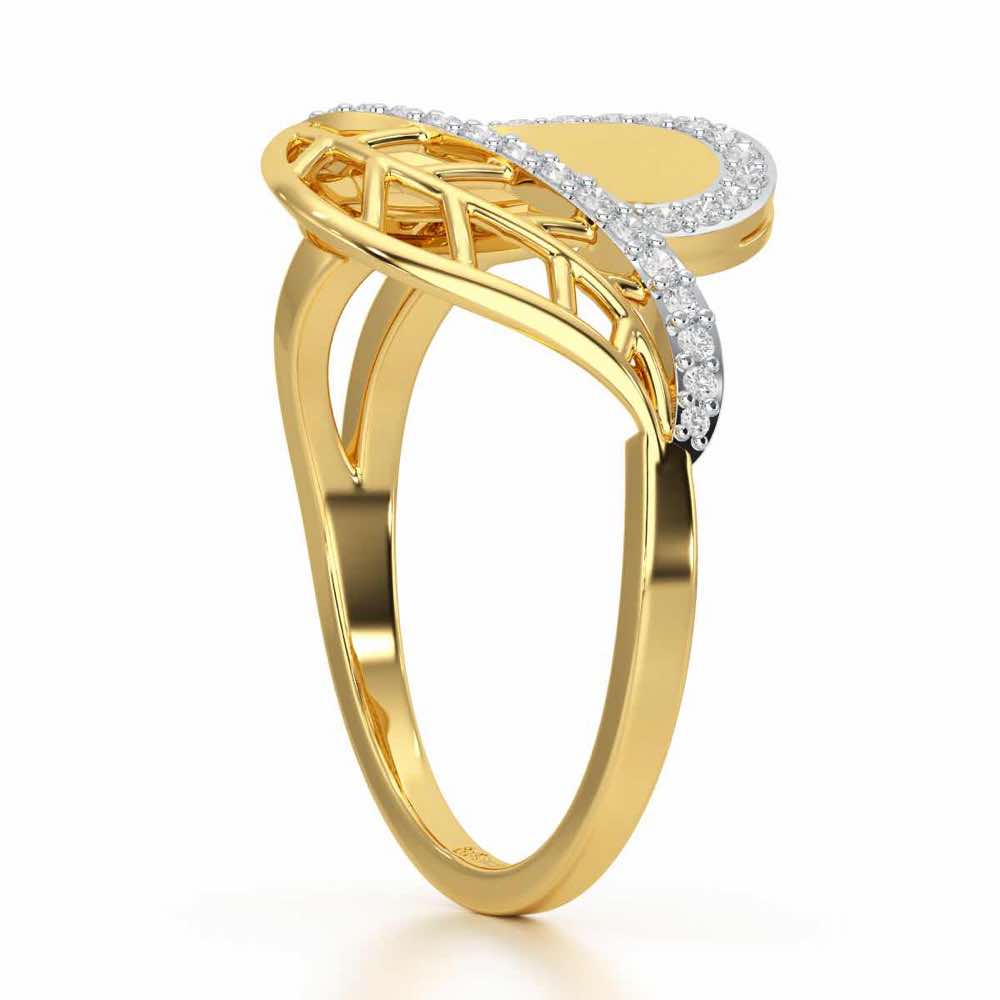 Aurora Orchid Silver Ring - Yellow Gold - Image 3