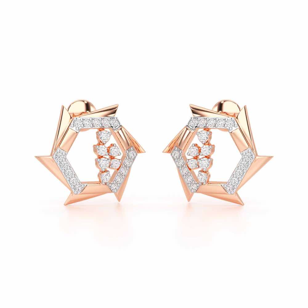 Aurora Wheels Silver Earrings - Rose Gold - Image 1
