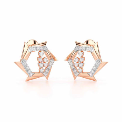 Aurora Wheels Silver Earrings - Rose Gold - Image 1