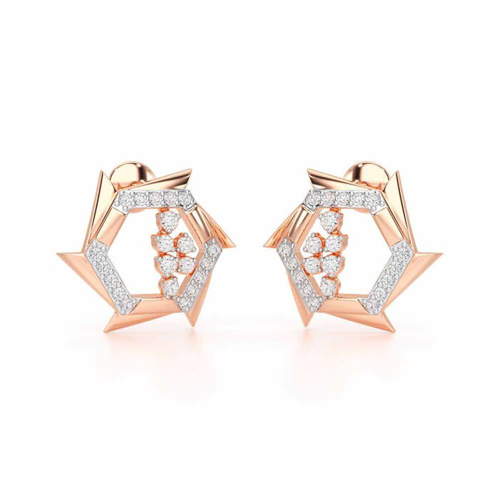 Aurora Wheels Silver Earrings - Rose Gold - Image 1