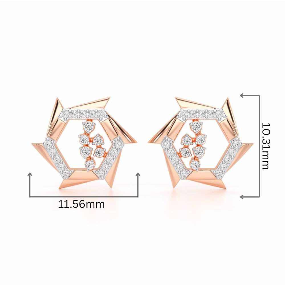 Aurora Wheels Silver Earrings - Rose Gold - Image 2