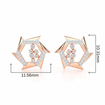 Aurora Wheels Silver Earrings - Rose Gold - Image 2
