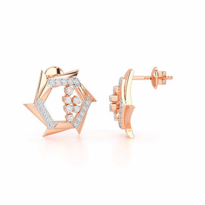 Aurora Wheels Silver Earrings - Rose Gold - Image 4