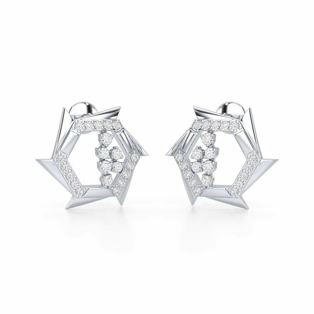 Aurora Wheels Silver Earrings - White Gold - Image 1