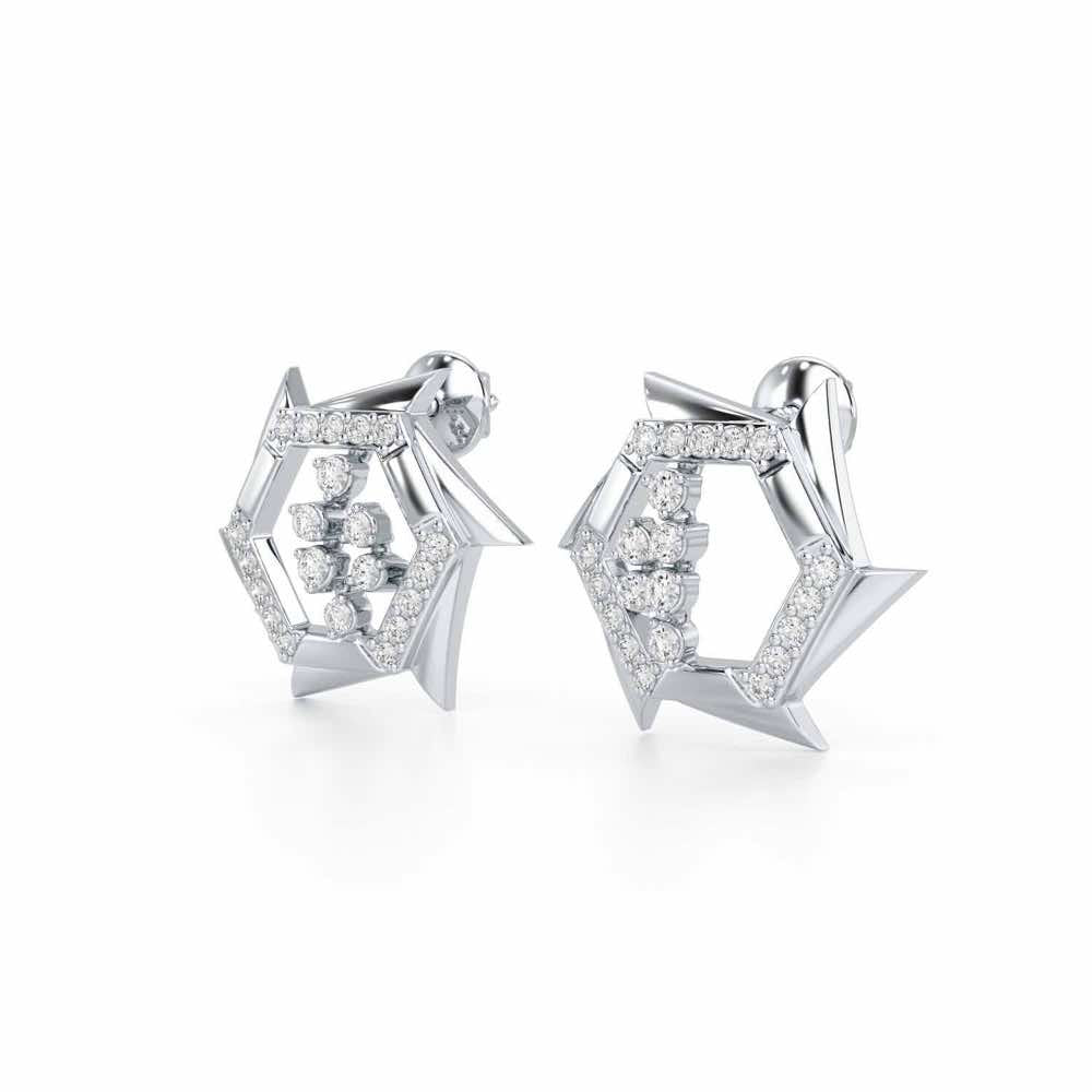 Aurora Wheels Silver Earrings - White Gold - Image 3