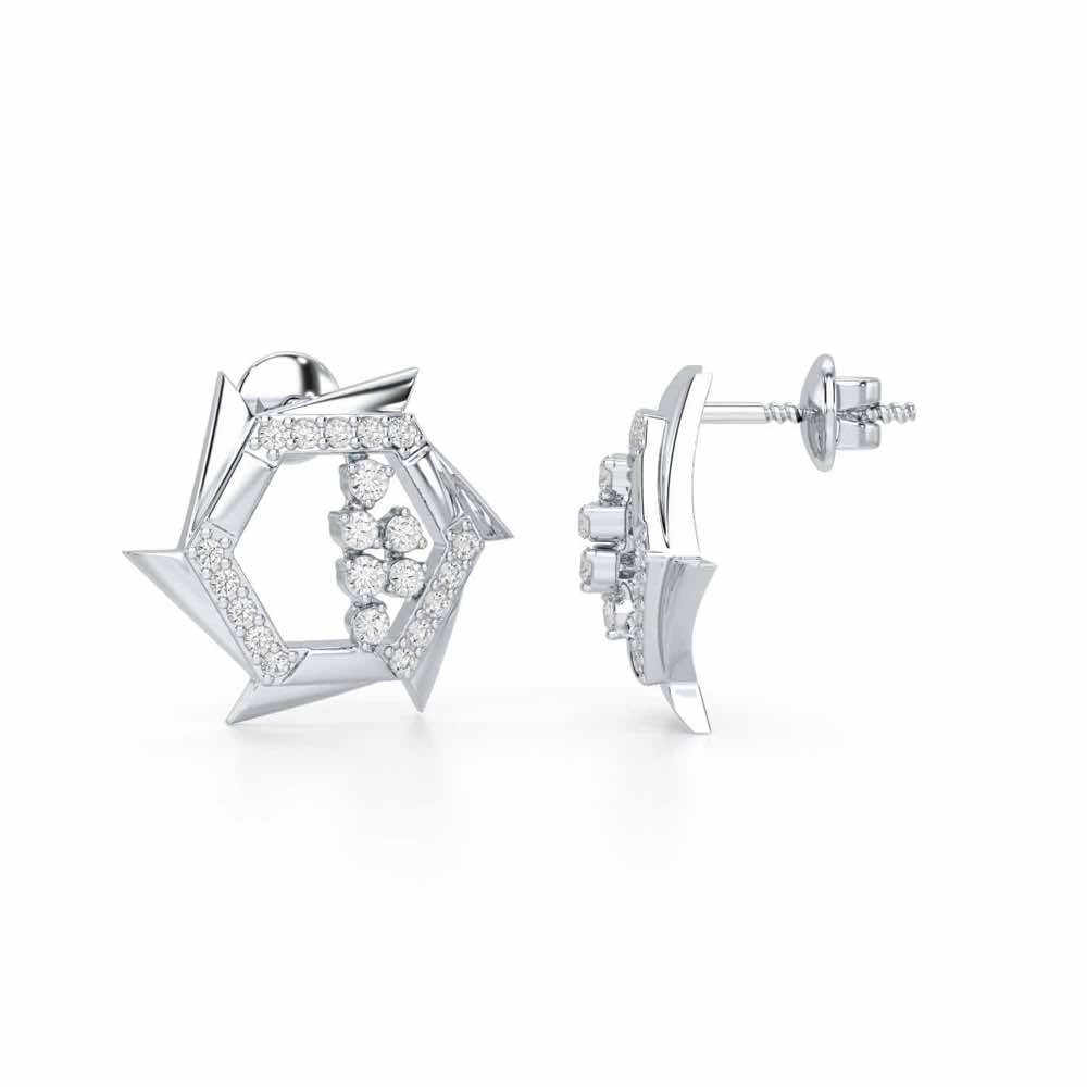 Aurora Wheels Silver Earrings - White Gold - Image 4