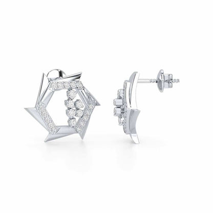 Aurora Wheels Silver Earrings - White Gold - Image 4