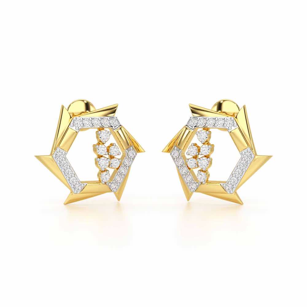 Aurora Wheels Silver Earrings - Yellow Gold - Image 1
