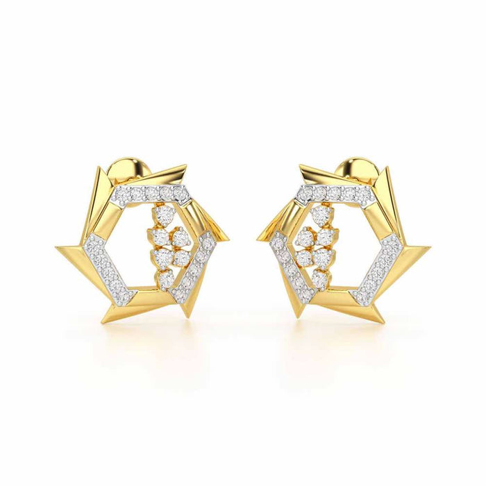 Aurora Wheels Silver Earrings - Yellow Gold - Image 1