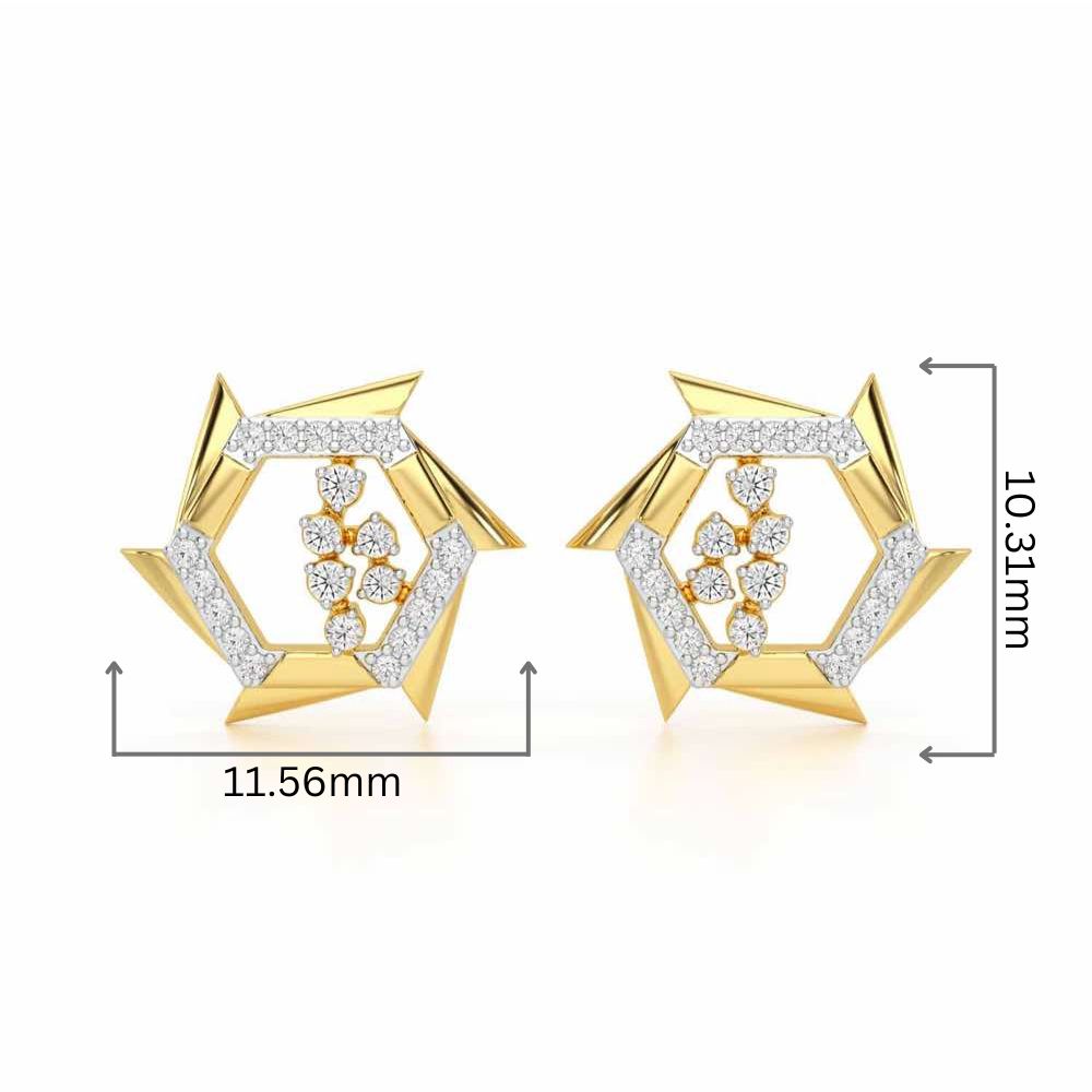 Aurora Wheels Silver Earrings - Yellow Gold - Image 2