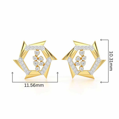Aurora Wheels Silver Earrings - Yellow Gold - Image 2
