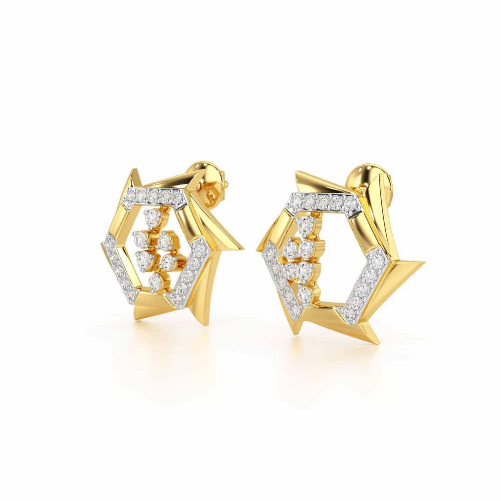 Aurora Wheels Silver Earrings - Yellow Gold - Image 3