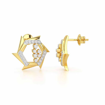 Aurora Wheels Silver Earrings - Yellow Gold - Image 4
