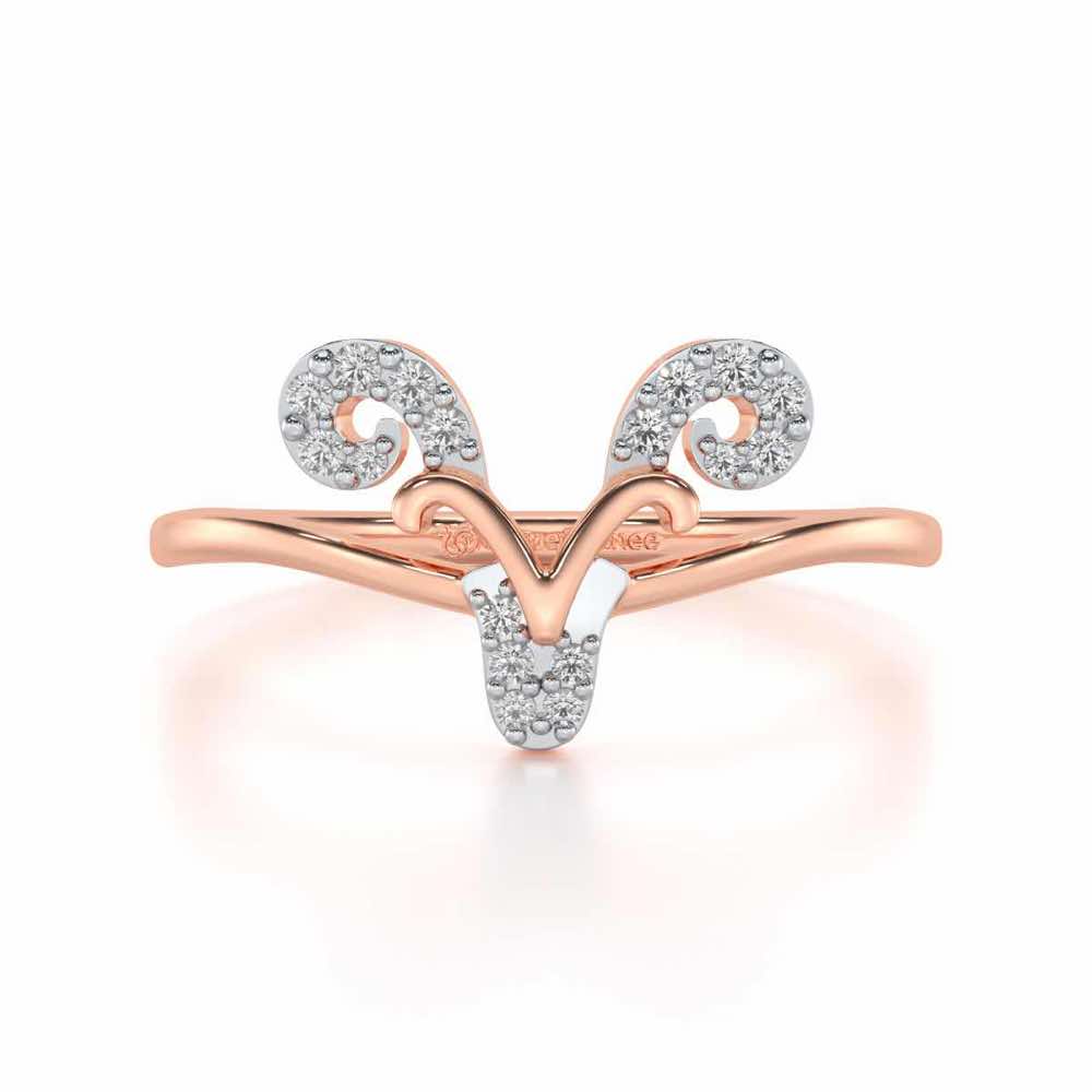 Auspicious Aries Silver Ring - Rose Gold - Image 4
