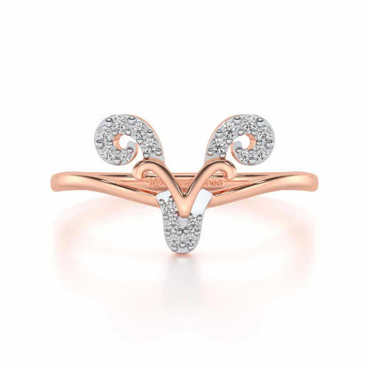 Auspicious Aries Silver Ring - Rose Gold - Image 4