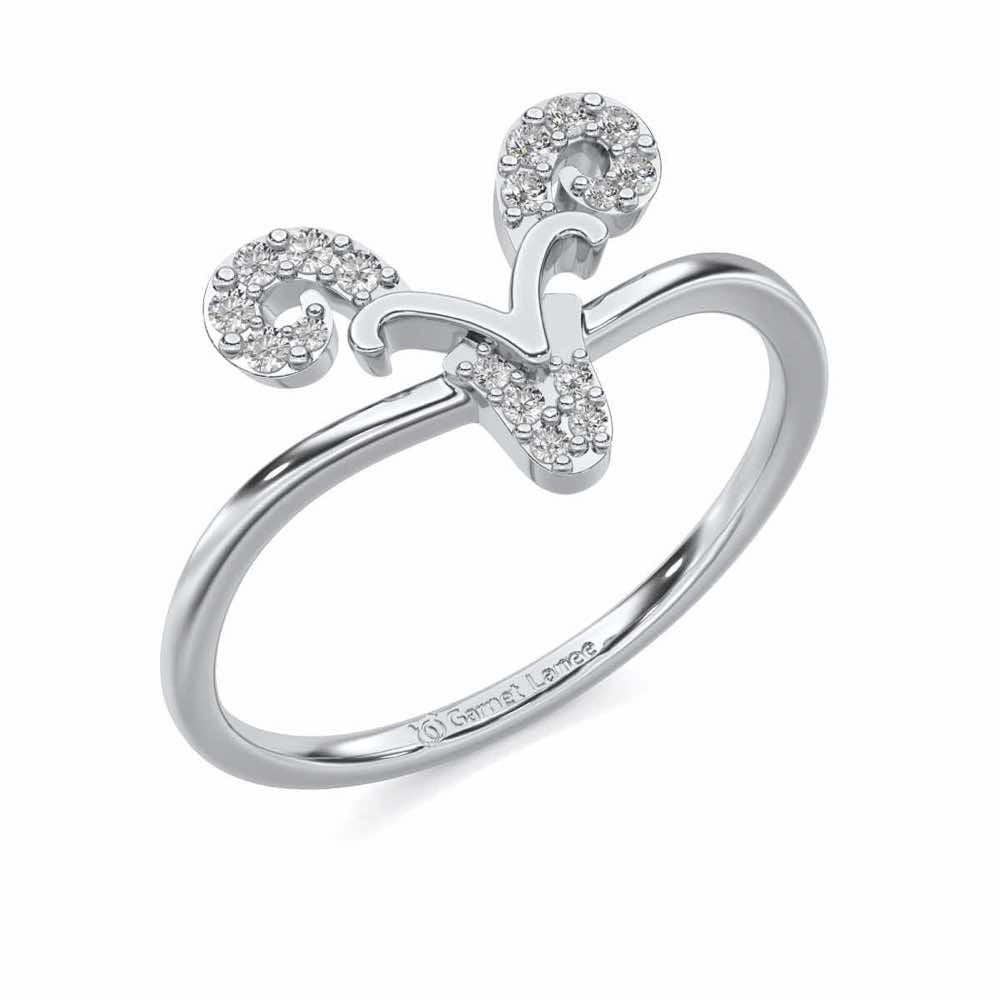 Auspicious Aries Silver Ring - White Gold - Image 1