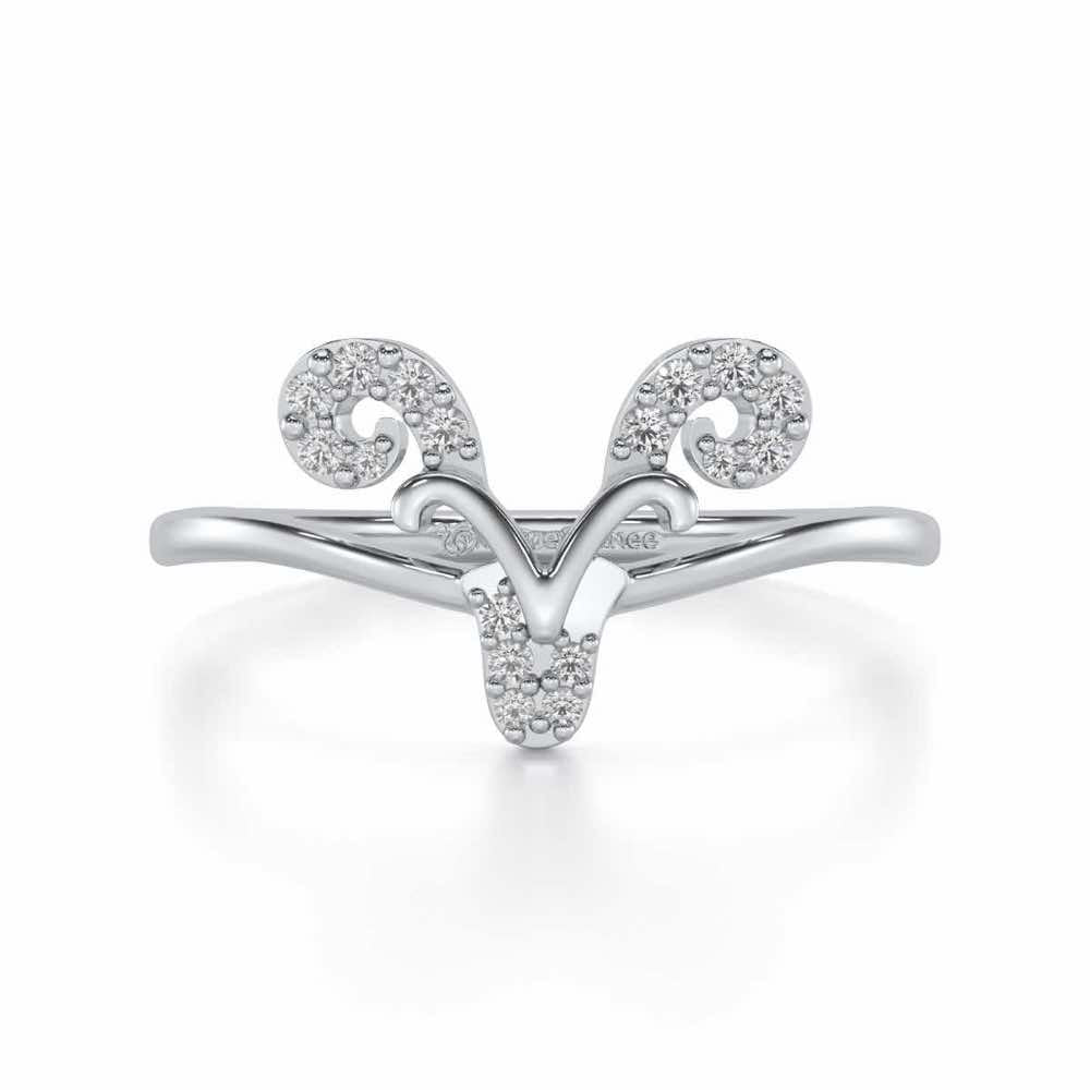 Auspicious Aries Silver Ring - White Gold - Image 4