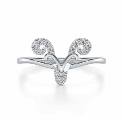 Auspicious Aries Silver Ring - White Gold - Image 4