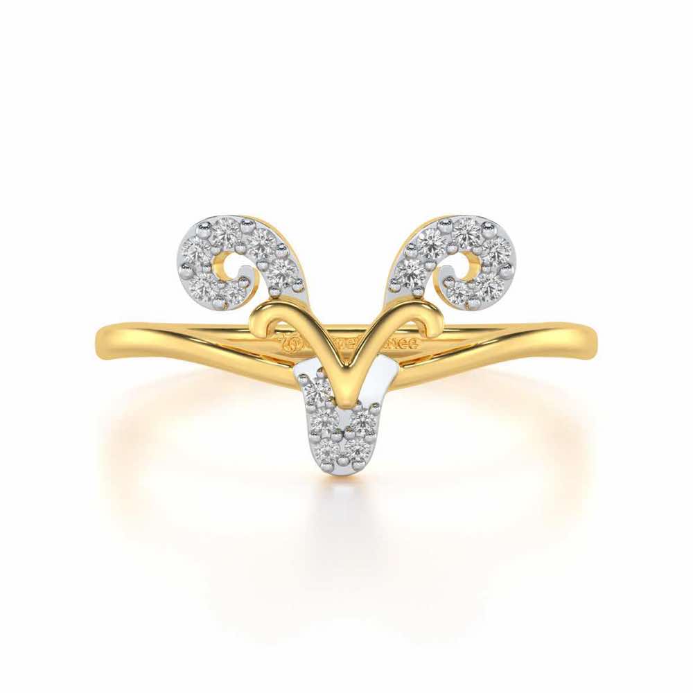 Auspicious Aries Silver Ring - Yellow Gold - Image 4