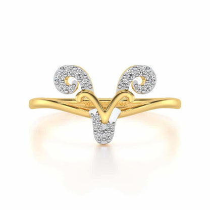 Auspicious Aries Silver Ring - Yellow Gold - Image 4