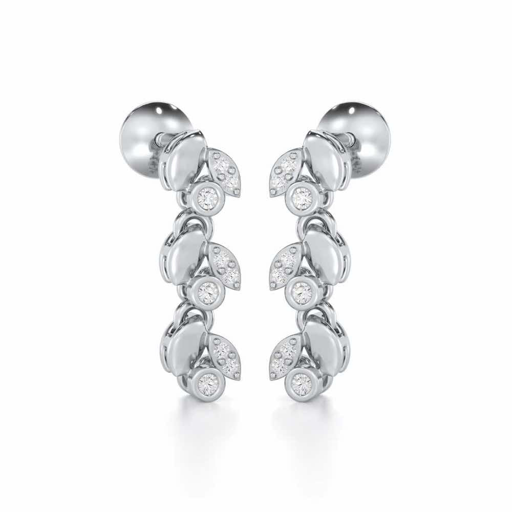 Autumn Charm Silver Earrings - White Gold - Image 2