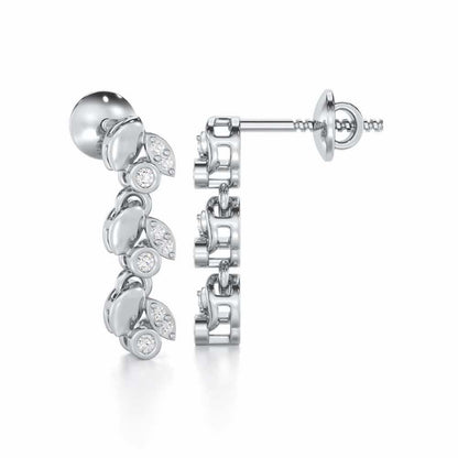 Autumn Charm Silver Earrings - White Gold - Image 4