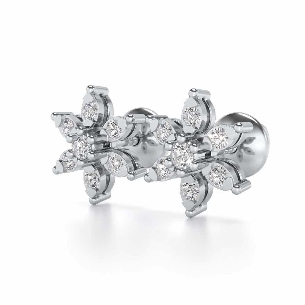 Bagesri Silver Earrings - White Gold - Image 2