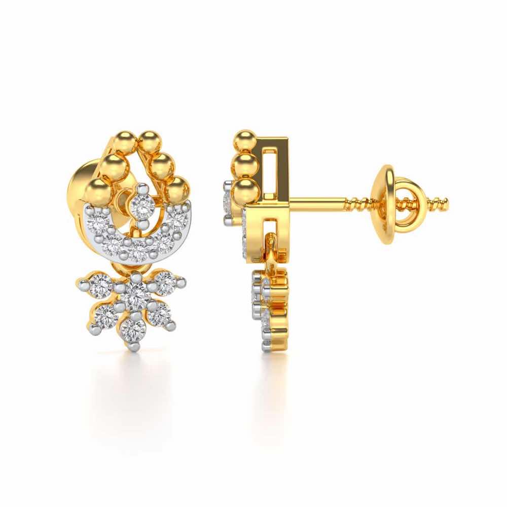 Baidehi Silver Earrings - Yellow Gold - Image 3