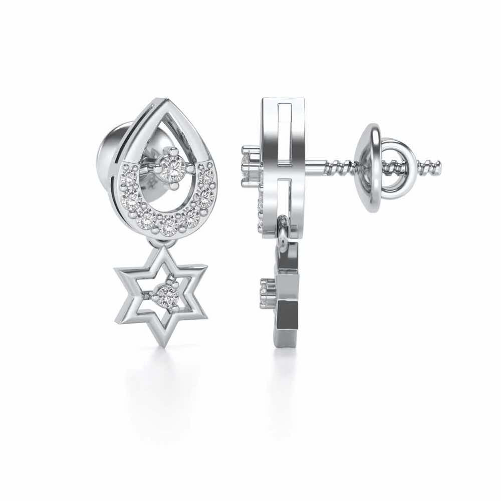Bala Silver Earrings - White Gold - Image 3