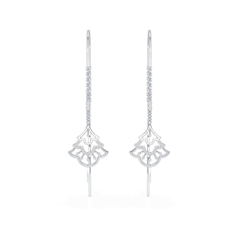 Ballina Silver Dangler Earrings - White Gold - Image 1