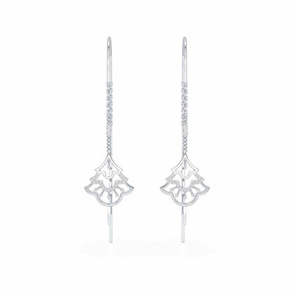 Ballina Silver Dangler Earrings - White Gold - Image 1