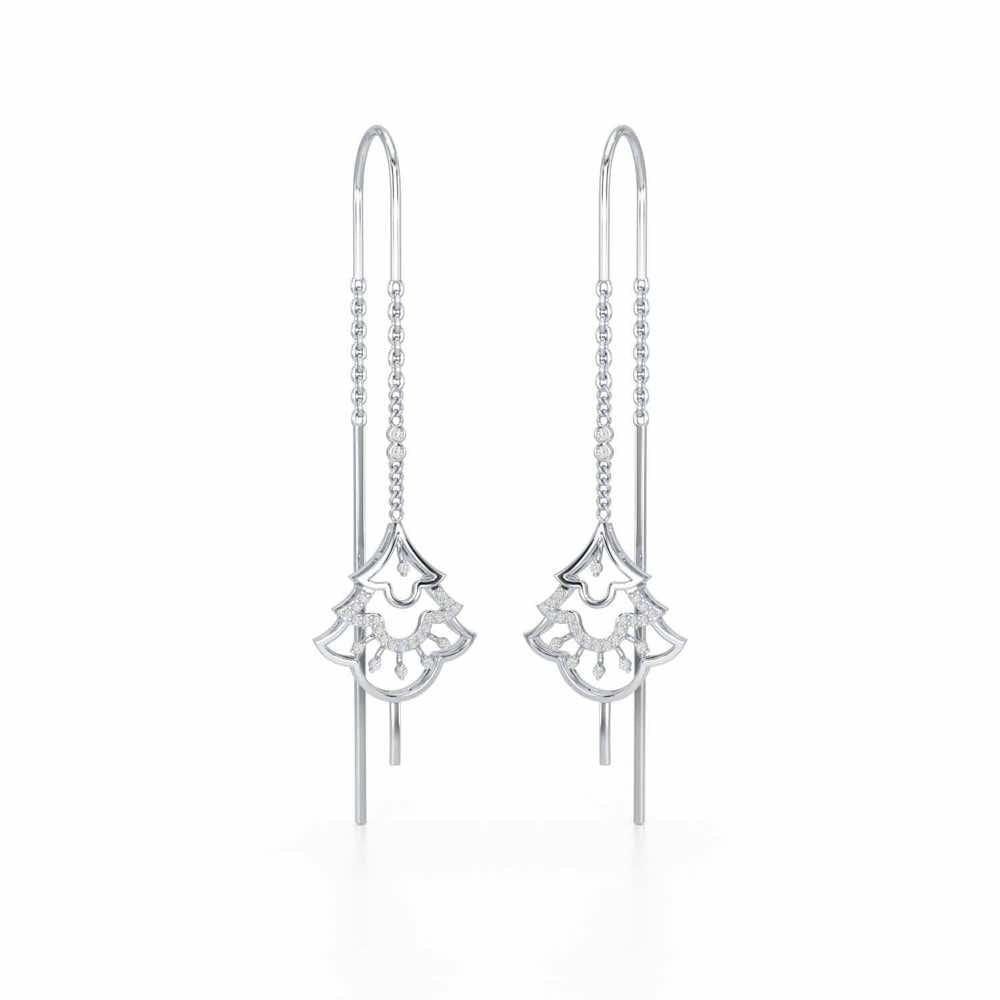 Ballina Silver Dangler Earrings - White Gold - Image 2