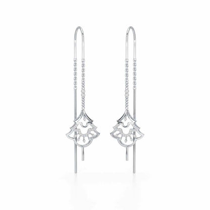 Ballina Silver Dangler Earrings - White Gold - Image 2